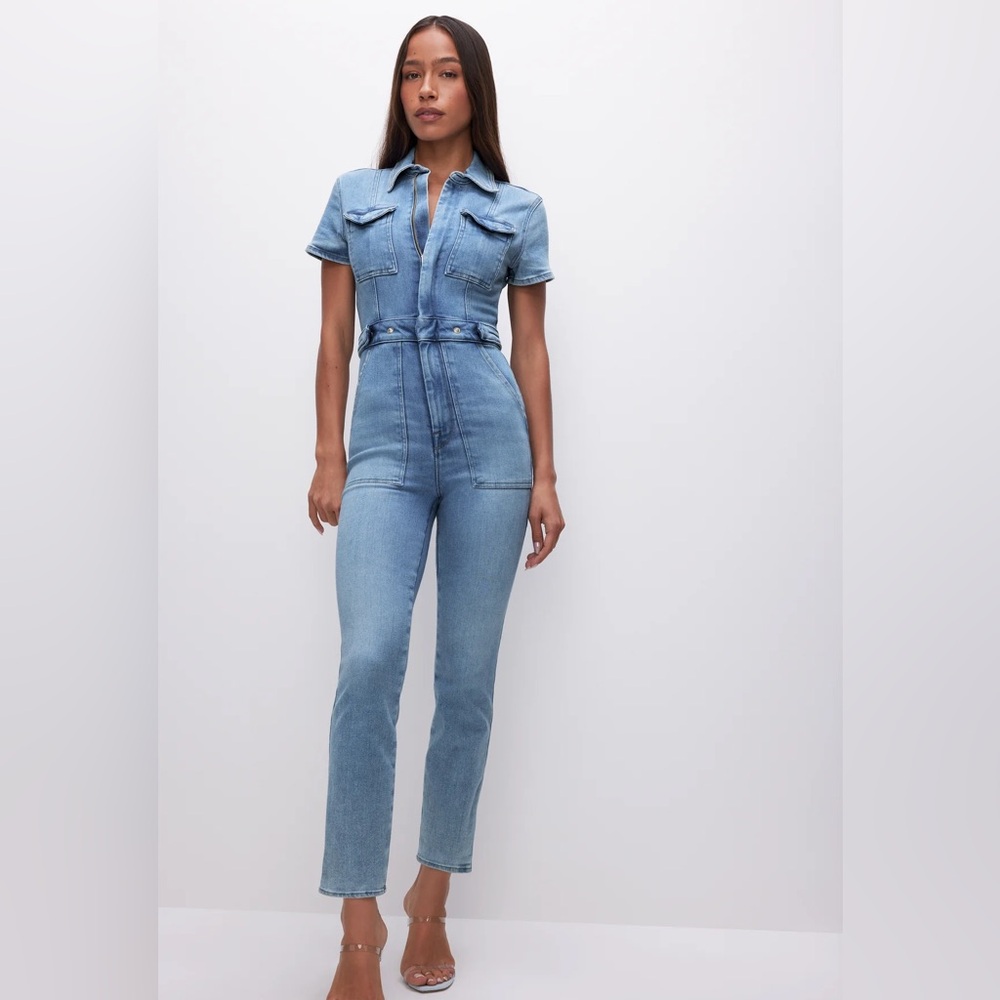 Good American Light Blue Denim Jumpsuit